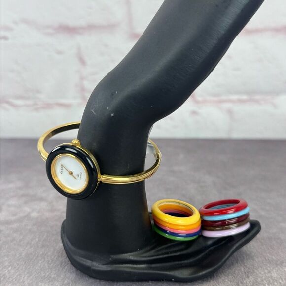 Gucci 1100 L Gold Quartz Watch Interchangeable Bezels Vintage - Picture 10 of 15